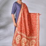 Red Floral Pure Silk Kantha Dupatta
