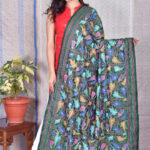 Green Floral Kantha Bangalore Silk Dupatta