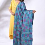 Blue Geometrical Pure Tussar Kantha Dupatta
