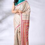 Off White Traditional Pure Gachi Tussar Kantha Saree