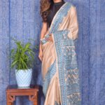 Off white Kantha Traditional Pure Tussar Saree