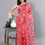 Red Kantha All Over Jaal Pure Tussar Saree