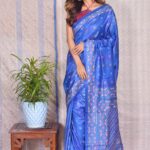 Blue Kantha Traditional Pure Tussar Saree