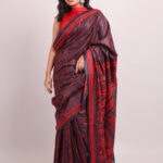 Black Traditional Pure Tussar Kantha Saree