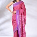 Magenta Traditional Pure Silk  Kantha Saree