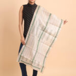 Off White Pure Tussar Kantha Stole