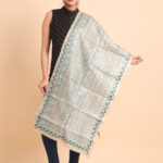 Off White Pure Tussar Kantha Stole