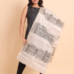 Off White Pure Tussar Stole