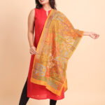 Yellow Floral Pure Silk Reverse Kantha Stole