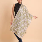 Off White Pure Tussar Kantha Stole