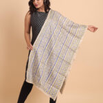 Off White Pure Tussar Kantha Stole