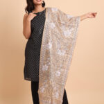 Off White Floral Pure Tussar Kantha Stole