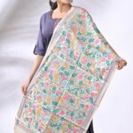 Off White Floral Pure Tussar Kantha Stole
