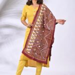 Maroon Geometrical Pure Silk Kantha Stole