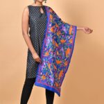 Blue Birds Pure Silk Kantha Stole