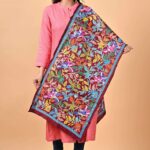 Maroon Birds Pure Silk Kantha Stole